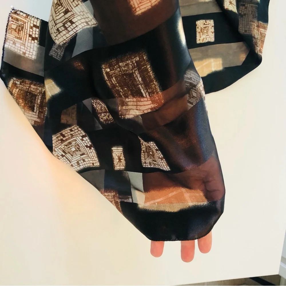 2 Silky Scarf Bundle, Animal Leopard Print & Abstract, Rectangle, 2 for 1 Trendy
